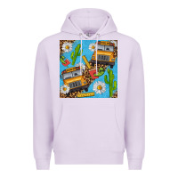 Lilac school bus seamless pattern Premium Hoodie - BundleAndBundleShop