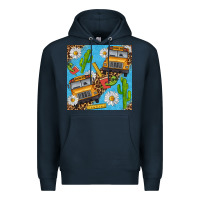 Navy school bus seamless pattern Premium Hoodie - BundleAndBundleShop