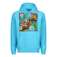 Ocean Blue school bus seamless pattern Premium Hoodie - BundleAndBundleShop