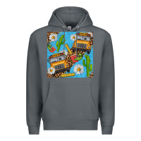 Rock school bus seamless pattern Premium Hoodie - BundleAndBundleShop