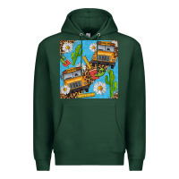 Sports Green school bus seamless pattern Premium Hoodie - BundleAndBundleShop