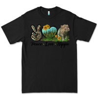 Black Peace Love Hippo Premium Tee - LillyAllenDesigns