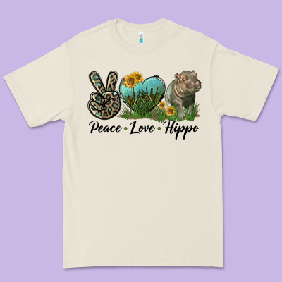 Peace Love Hippo Premium Tee Designed By Lillyallendesigns