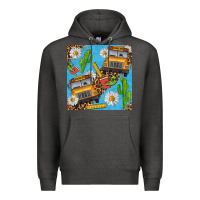 Charcoal Heather school bus seamless pattern Premium Hoodie - BundleAndBundleShop