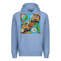 Colony Blue school bus seamless pattern Premium Hoodie - BundleAndBundleShop