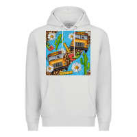 Dove Grey school bus seamless pattern Premium Hoodie - BundleAndBundleShop