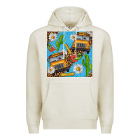 Oatmeal Heather school bus seamless pattern Premium Hoodie - BundleAndBundleShop