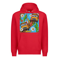 Red school bus seamless pattern Premium Hoodie - BundleAndBundleShop