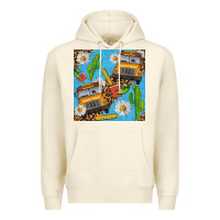 Sandshell school bus seamless pattern Premium Hoodie - BundleAndBundleShop
