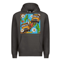Smoke school bus seamless pattern Premium Hoodie - BundleAndBundleShop