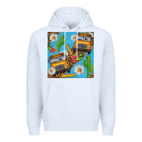 White school bus seamless pattern Premium Hoodie - BundleAndBundleShop