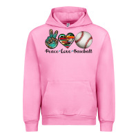 Fuchsia Pink peace love baseball Urban Hoodie - Artiststas