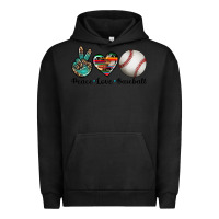 Pigment Black peace love baseball Urban Hoodie - Artiststas