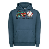 Pigment Midnight Navy peace love baseball Urban Hoodie - Artiststas
