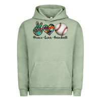 Pigment Oil Green peace love baseball Urban Hoodie - Artiststas