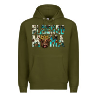 Army Green blessed mama Premium Hoodie - JahusDesignShop
