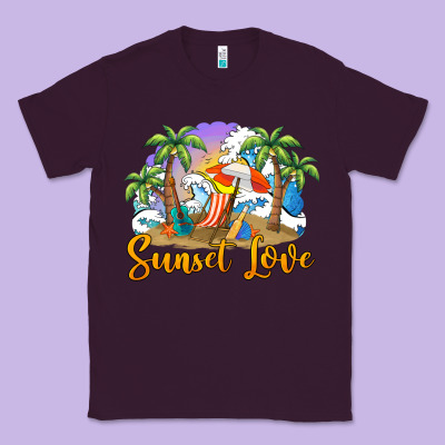 Sunset Love Classic Tee Designed By Barkaloodesign