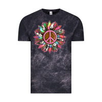 Cloud Black sunflower and tie dye with peace sign Vintage Tee - Artiststas