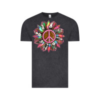 Vintage Black sunflower and tie dye with peace sign Vintage Tee - Artiststas