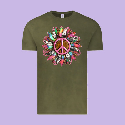 Sunflower And Tie Dye With Peace Sign Vintage Tee Designed By Artiststas