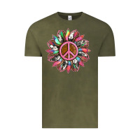Vintage Olive sunflower and tie dye with peace sign Vintage Tee - Artiststas