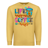Antique Gold life happens coffee helps Premium Sweatshirt - Zillion Design Studio