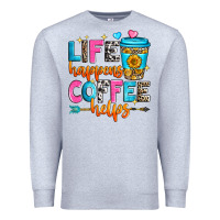 Heather Grey life happens coffee helps Premium Sweatshirt - Zillion Design Studio