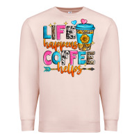 Pale Pink life happens coffee helps Premium Sweatshirt - Zillion Design Studio
