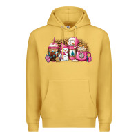 Antique Gold pink Christmas winter snowman coffee Premium Hoodie - Jasminsmagicworld