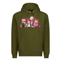 Army Green pink Christmas winter snowman coffee Premium Hoodie - Jasminsmagicworld