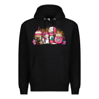 Black pink Christmas winter snowman coffee Premium Hoodie - Jasminsmagicworld