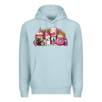 Blue Mist pink Christmas winter snowman coffee Premium Hoodie - Jasminsmagicworld