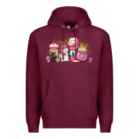 Burgundy pink Christmas winter snowman coffee Premium Hoodie - Jasminsmagicworld
