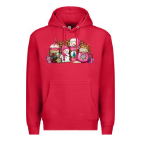 Cardinal pink Christmas winter snowman coffee Premium Hoodie - Jasminsmagicworld