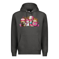 Charcoal Heather pink Christmas winter snowman coffee Premium Hoodie - Jasminsmagicworld