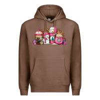 Chestnut pink Christmas winter snowman coffee Premium Hoodie - Jasminsmagicworld