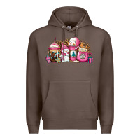 Coffee pink Christmas winter snowman coffee Premium Hoodie - Jasminsmagicworld
