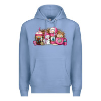 Colony Blue pink Christmas winter snowman coffee Premium Hoodie - Jasminsmagicworld