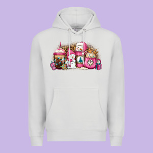 Pink Christmas Winter Snowman Coffee Premium Hoodie Designed By Jasminsmagicworld