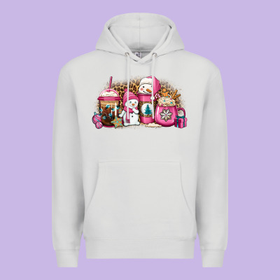 Pink Christmas Winter Snowman Coffee Premium Hoodie Designed By Jasminsmagicworld