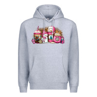 Heather Grey pink Christmas winter snowman coffee Premium Hoodie - Jasminsmagicworld