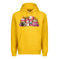 Lemon pink Christmas winter snowman coffee Premium Hoodie - Jasminsmagicworld