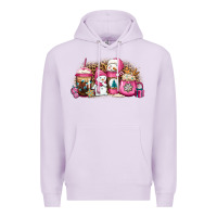 Lilac pink Christmas winter snowman coffee Premium Hoodie - Jasminsmagicworld