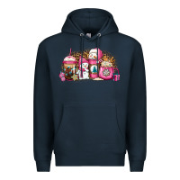 Navy pink Christmas winter snowman coffee Premium Hoodie - Jasminsmagicworld