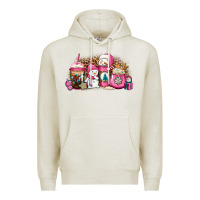 Oatmeal Heather pink Christmas winter snowman coffee Premium Hoodie - Jasminsmagicworld