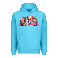 Ocean Blue pink Christmas winter snowman coffee Premium Hoodie - Jasminsmagicworld