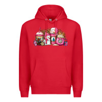 Red pink Christmas winter snowman coffee Premium Hoodie - Jasminsmagicworld