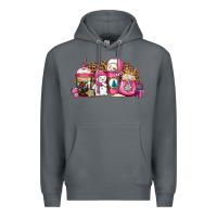 Rock pink Christmas winter snowman coffee Premium Hoodie - Jasminsmagicworld