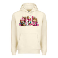 Sandshell pink Christmas winter snowman coffee Premium Hoodie - Jasminsmagicworld