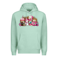 Seafoam pink Christmas winter snowman coffee Premium Hoodie - Jasminsmagicworld